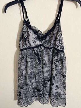 Apt. 9 Black and White Paisley Lace Trim Chemise